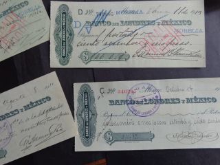 Banco De Londres Y Mexico 1910 And 1913 Checks photo