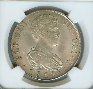 Spain 1811 - V Gs Silver 8 Reales Ngc Ms64 Extra Rare This Looks 65 photo