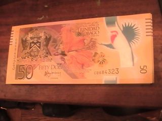 $50 Trinidad & Tobago Polymer Banknote 2014 50 Year Commem Gem Unc Cb684323 photo