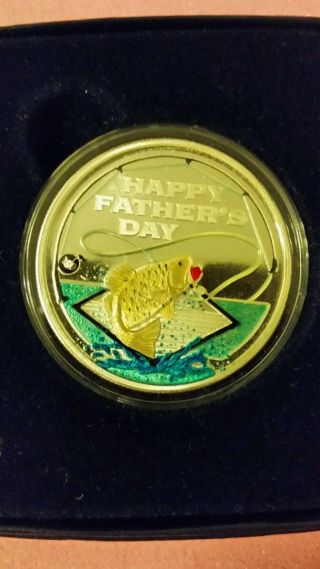 Silver 1oz Father ' S Day Enameled W/capsule And Gift Box.  Engravable photo
