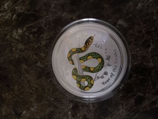 2013 Silver 1 Ounce Year Of The Snake Colorized In Cap photo