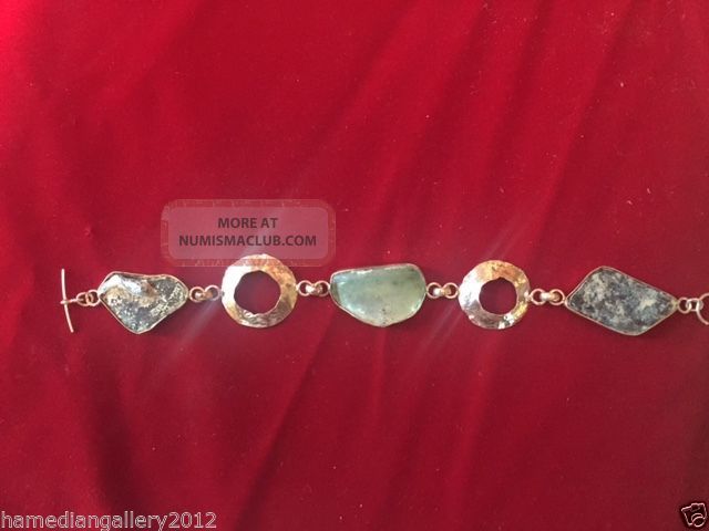 Ancient Roman Glass 925 Sterling Silver Bracelet 2000 Yrs.  Old From The Holy Land Coins: Ancient photo