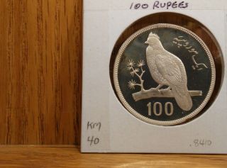 1976 Pakistan 100 Rupees Proof Silver Coin,  Km 40 - photo