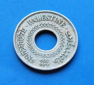 Israel Palestine British Mandate 5 Mils 1927 Coin Xf photo