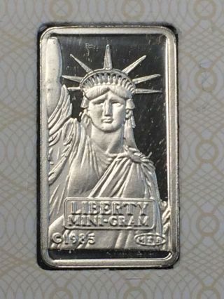 1985 Platinum Credit Suisse 1 Gram Bar Swiss Ingot Satue Of Liberty 2443 photo