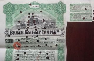 Brazil Brazilian 1912 Railway Company 200 Pounds Bond Loan photo