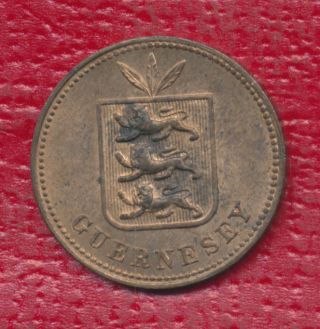 1885 Guernesey 2 Doubles Interesting Circulated Foreign Coin photo