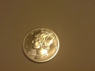 1 Ounce.  999 Silver Mercury Dime Style Silver Round photo