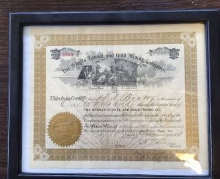 1898 Whalin Tunnel & Gold Mining Company Stock Certificate Pueblo Colorado photo