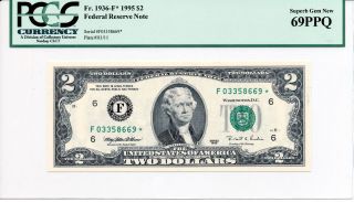 1995 $2 Federal Reserve Star Note – Pcgs Gem 69ppq photo