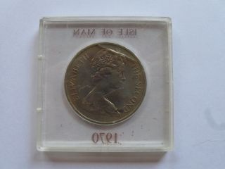 1970 Isle Of Man One Crown Manx Cat Coin photo