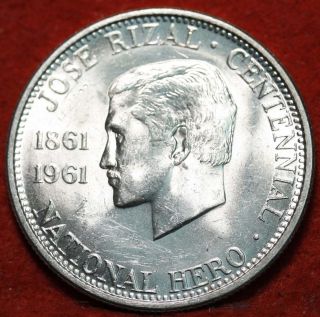 Uncirculated 1961 Philippines 1/2 Peso Silver Foreign Coin S/h photo