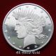 Solid Silver Round 1 Troy Oz Peace Dollar American Eagle Highland.  999 Fine Bu Silver photo 2