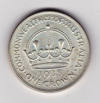 1938 Australia,  Crown Coin - 28.  3g,  38.  6mm - 0.  925 Silver - Near Unc (a2) photo