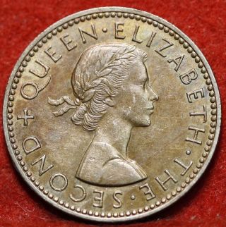 Circulated 1957 Zealand Shilling Foreign Coin S/h photo