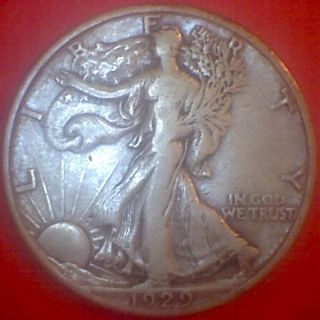 1929 - D (vf) 50c Silver Walking Liberty Half Dollar photo