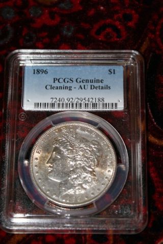 1896 Morgan Silver Dollar Pcgs Graded Cleaning - Au Details Toned $1 photo