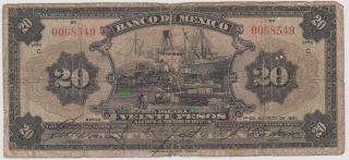 Banco De Mexico 1931 20 Pesos Serie C Abnc Ship photo