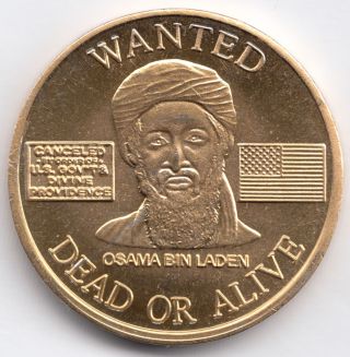 Saudi Arabia,  Token Issue,  Gilt,  Osama Bin Laden Wanted,  Uncirculated,  27 Mm photo