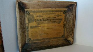 Antique 1907 Colorado Mary Murphy Mining Certificate In Barnwood Frame photo