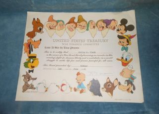 Us Treasury War Bond Disney Dated 06 - 01 - 45 photo