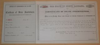 South Carolina Certificate Of Indebtedness 1879 photo