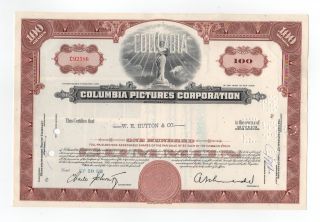 Columbia Pictures Corporation Stock Certificate photo