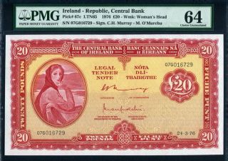 Ireland Republic 1976,  20 Pounds,  P67c,  Pmg 64 Unc photo