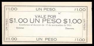 Michoacan,  1 Peso Columna Galvez Toscano 11.  15.  1914,  M2900a / Mi - Mic - 14 Unc. photo