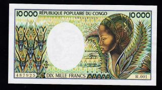 Congo Banknote 10000 Fr,  Pic 7 1983 Year,  Unc - Xf photo