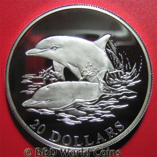 Liberia 2006 $20 Silver Proof Dolphin Rare Sea Marine Liberian African Coin 40mm photo