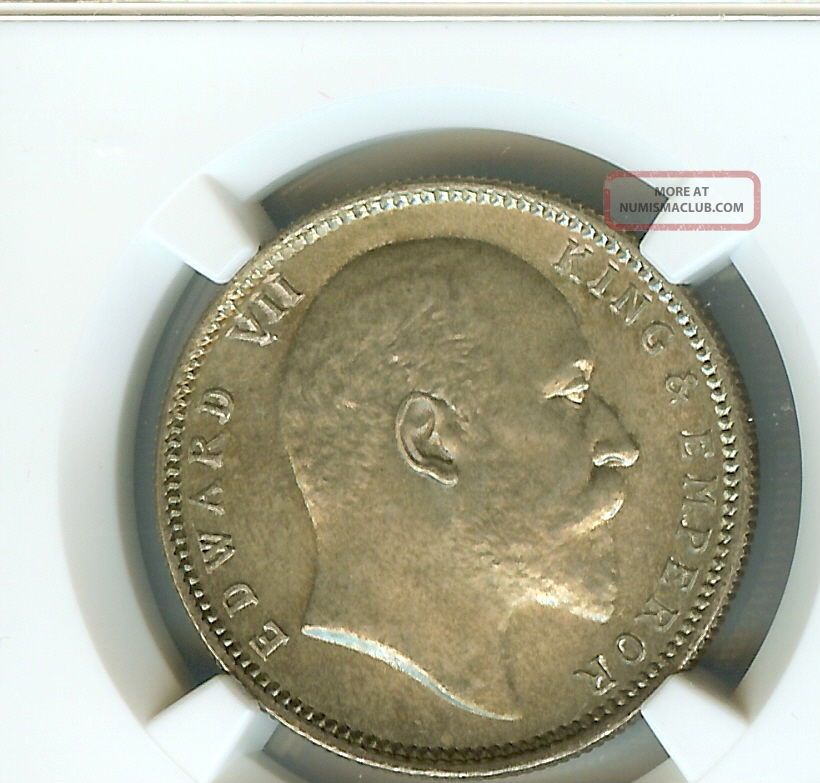 India 1910 - C Silver Rupee Ngc Ms65 India photo
