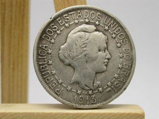 1913 Brazil 1000 Reis 2893 Grams Silver.  900 171 photo
