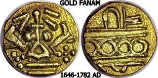 1646 - 1782 Ad Gold Fanam Native States Of India Gold Ancient Coin photo