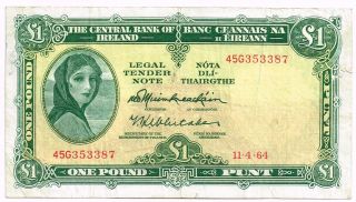 1964 Ireland One Pound Note - P64a photo