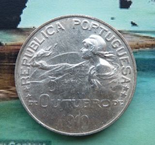 Gc163 - Portugal - Coin 1 Escudo 1910 Silver Argent Km 560 photo