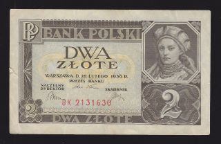 Poland 2 Zlote 1936 Banknote P - 76a (crisp) photo