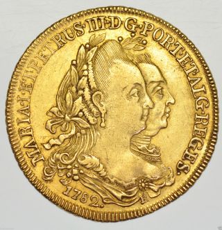 Brazil,  Maria I & Pedro Iii,  6400 Reis 1782 - R,  Rio,  Gold Coin Aef photo