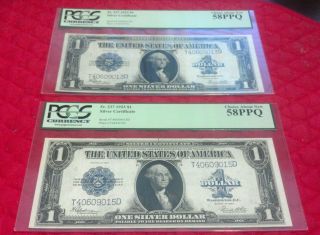 Two 1923 $1 U.  S.  Silver Certificates - Fr 237 - Pcgs Graded photo