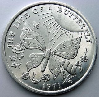 Life Of A Butterfly Token - 1971 Lakeside Carnival Club Plain Aluminum Doubloon photo