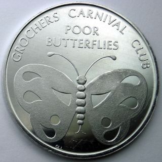 Butterfly Token - 1968 Grochers Carnival Club Plain Aluminum Doubloon photo
