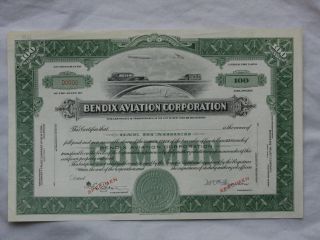 Bendix Aviation Corporation - Specimen Stock Certificate photo