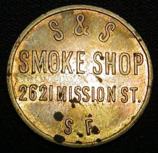 Vintage San Francisco California S & S Smoke Shop Good For 5 C Token Look photo
