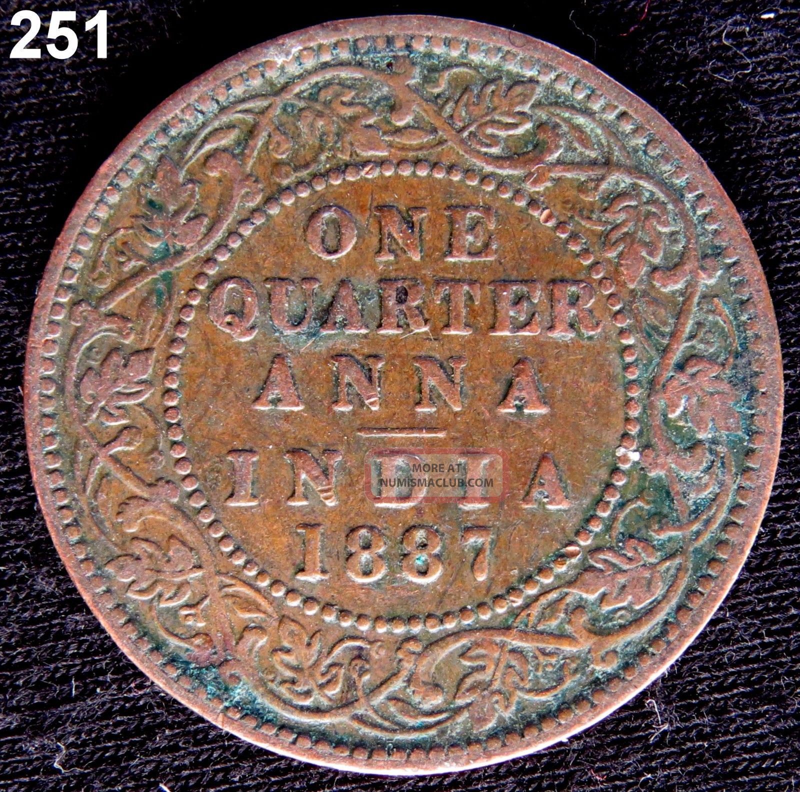 East India Company 1887 One Quarter Anna India photo