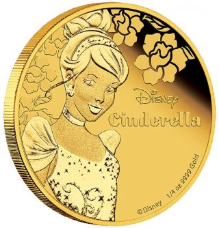 2015 Disney Princess - Cinderella 1/4oz Gold Proof Coin photo