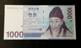 South Korean 1,  000 Won 1pc World Currency Paper Money Banknote Uncirculated photo