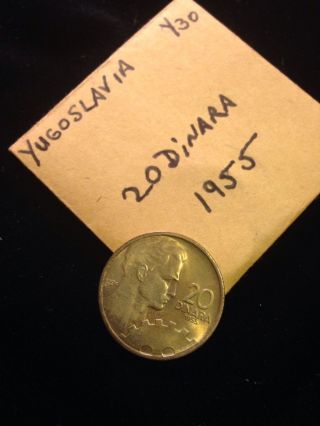 Yugoslavia 20 Dinara,  1955 Coin photo