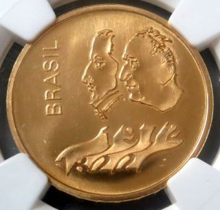 1972 Gold Brazil 300 Cruzeiros Independence Anniversary Coin Ngc State 66 photo