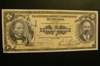 Mexico 5 Pesos 1915 Crisp photo