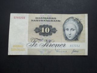 Denmark 10 Kroner Note,  1972,  Issue,  Circulated,  Paper Money, photo